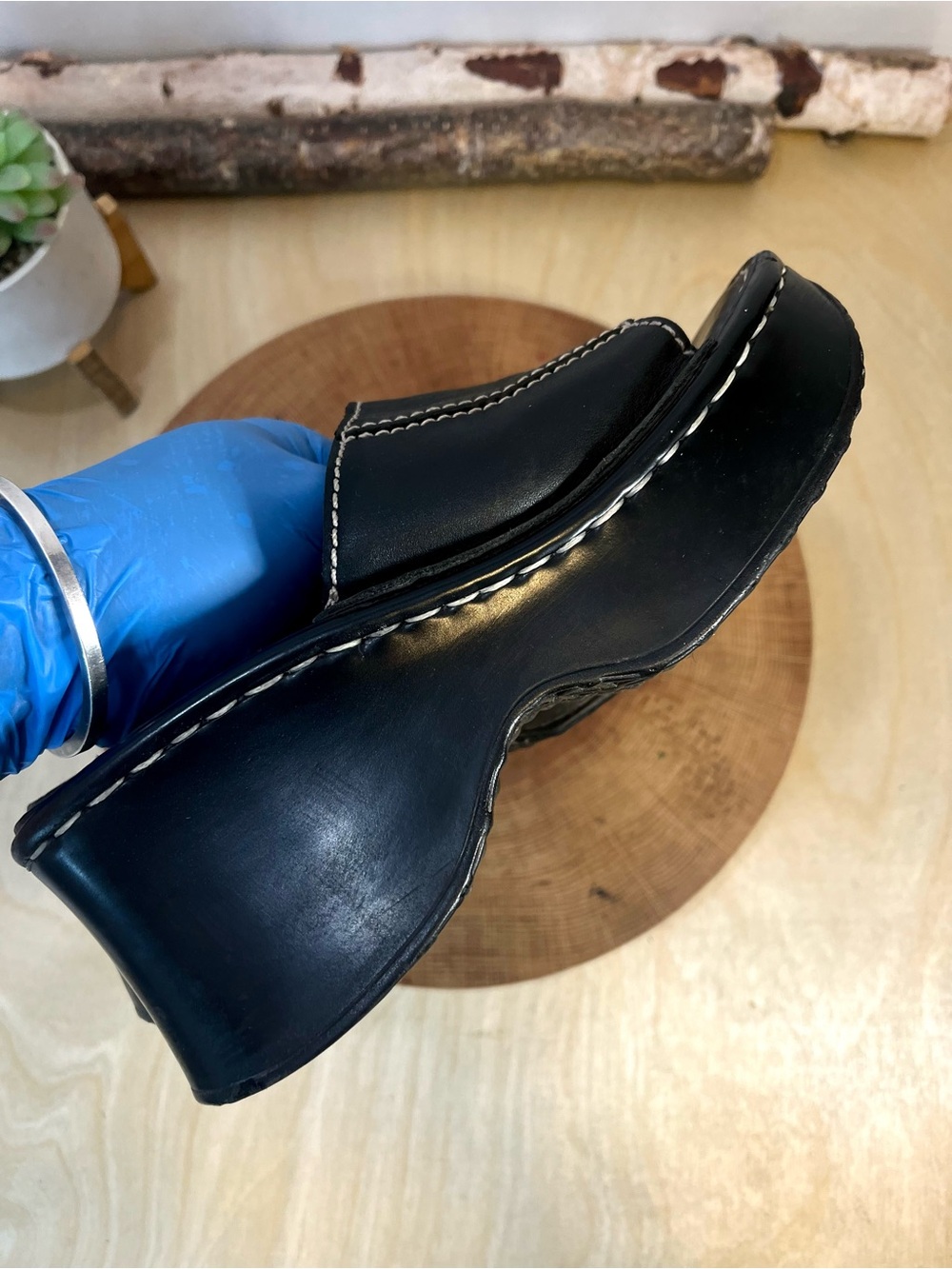 Steve Madden Vintage Ignite Platform Wedge Slides - Black Leather - Size 6.5B - Picture 12 of 16